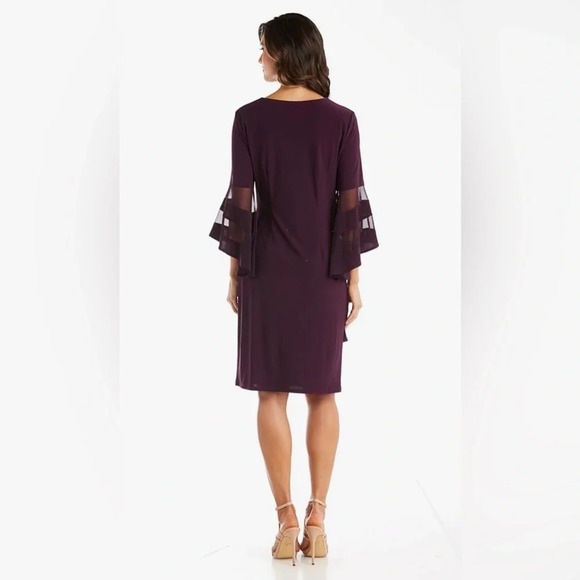 R&M Richards Plum Jewel Gathered Surplice Wrap Dress Size 8P - Picture 3 of 11